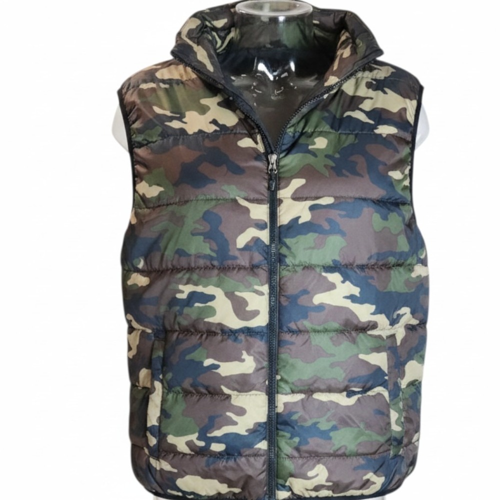 Swiss Tech Mens Large Green Camo Puffer Vest Quilted Full Zip Outerwear Coat L - Picture 7 of 8